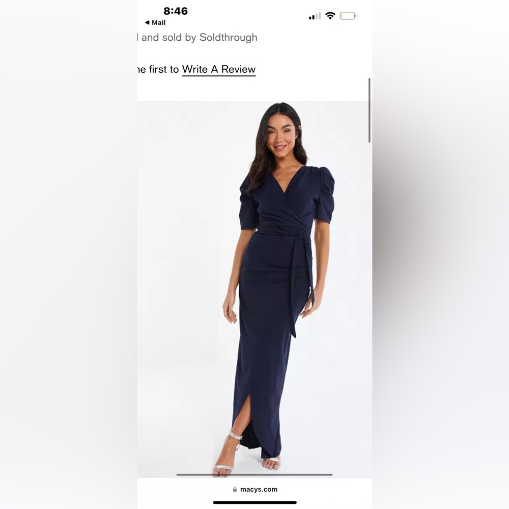 Women’s blue puff sleeve evening dress